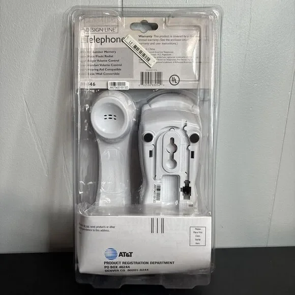 AT&T 146 Design Line Telephone Windchill White Hearing Aid Compatible Desk/Wall - Picture 2 of 7